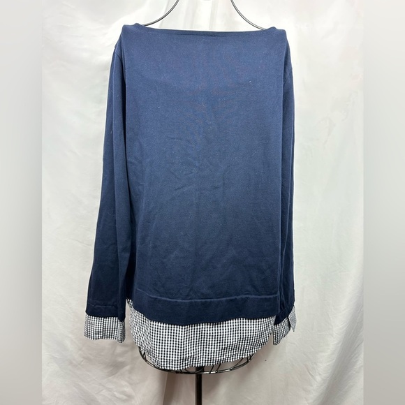 J Crew Mercantile boat neck sweatshirt with gingham layers size L - Picture 7 of 9